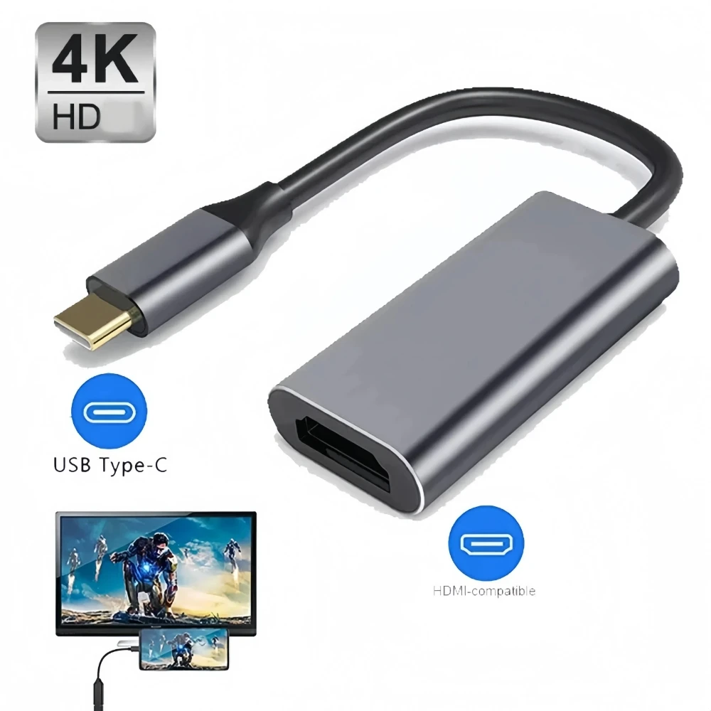 TYPE C to HDMI-Compatible 4K 60Hz Adapter USB C USB3.1 Male to HDTV Female Converter Cable for Laptop Tablet TV MacBook