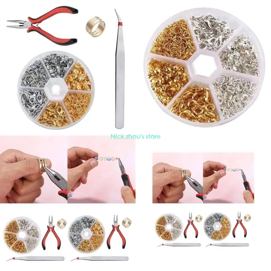 

E15E Metal Chain Clasps and Pliers Set Jewelry Crafting Essential Jewelry Components