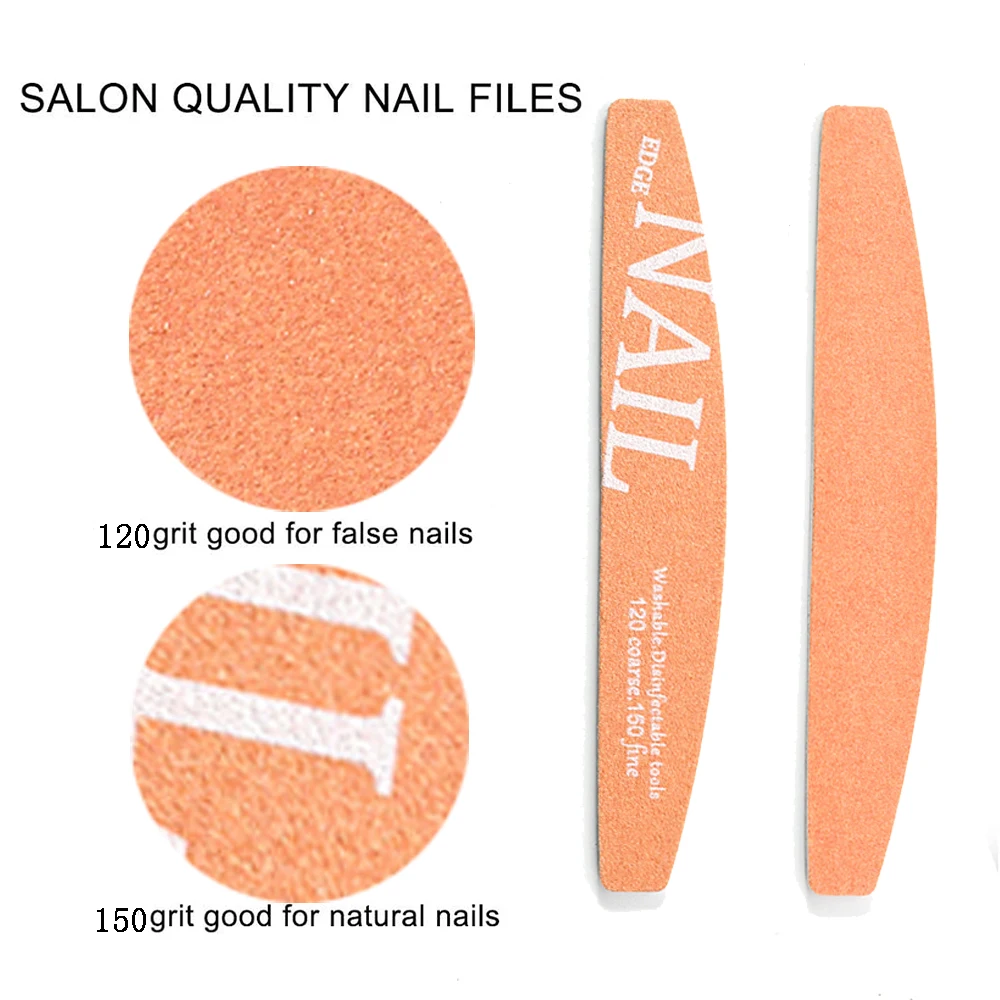 5/10/25 قطعة قابل للغسل المهنية ملفات الأظافر نصف القمر 120/150 حصى الصنفرة مجلس الرملي UV جل مانيكير الملفات أدوات #5