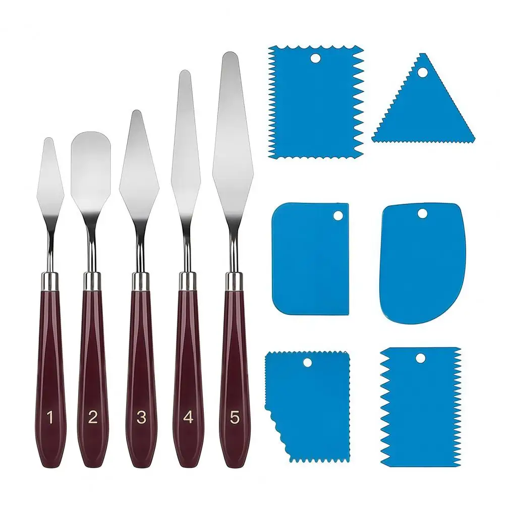 

5Pcs Palette Knife with 6 Paint Scraper,Canvas Texture Painting Tools Stainless Steel Oil Paint Metal Knives for Texture Art
