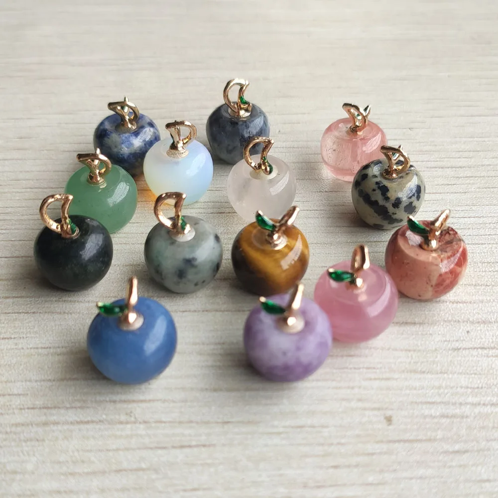 New fashion Natural gemstone Good quality mix apple charms pendants for jewelry Accessories making free shipping Wholesale 24pcs