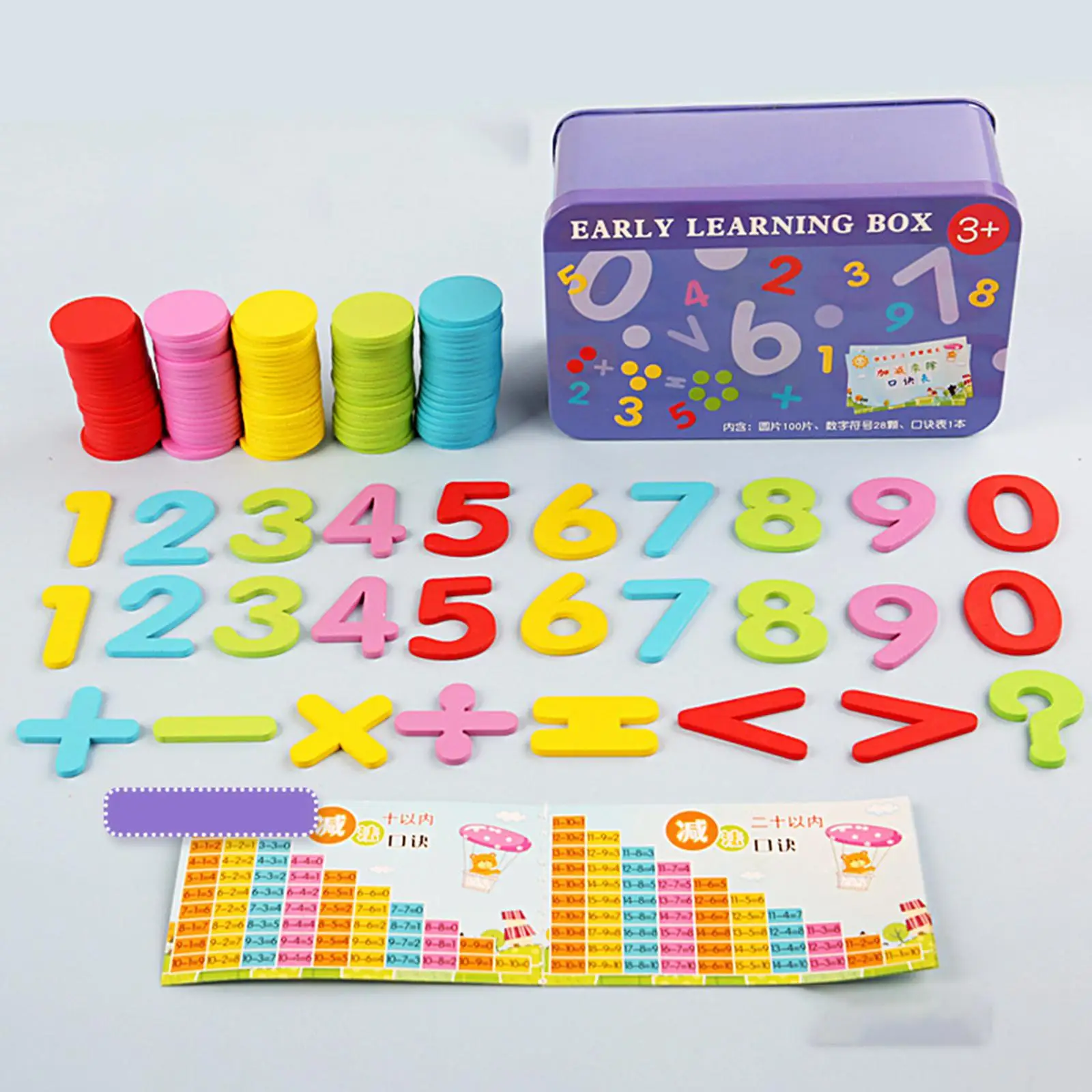 Math Learning Puzzle Toy Wooden Learning Counters Chip for Games Classroom