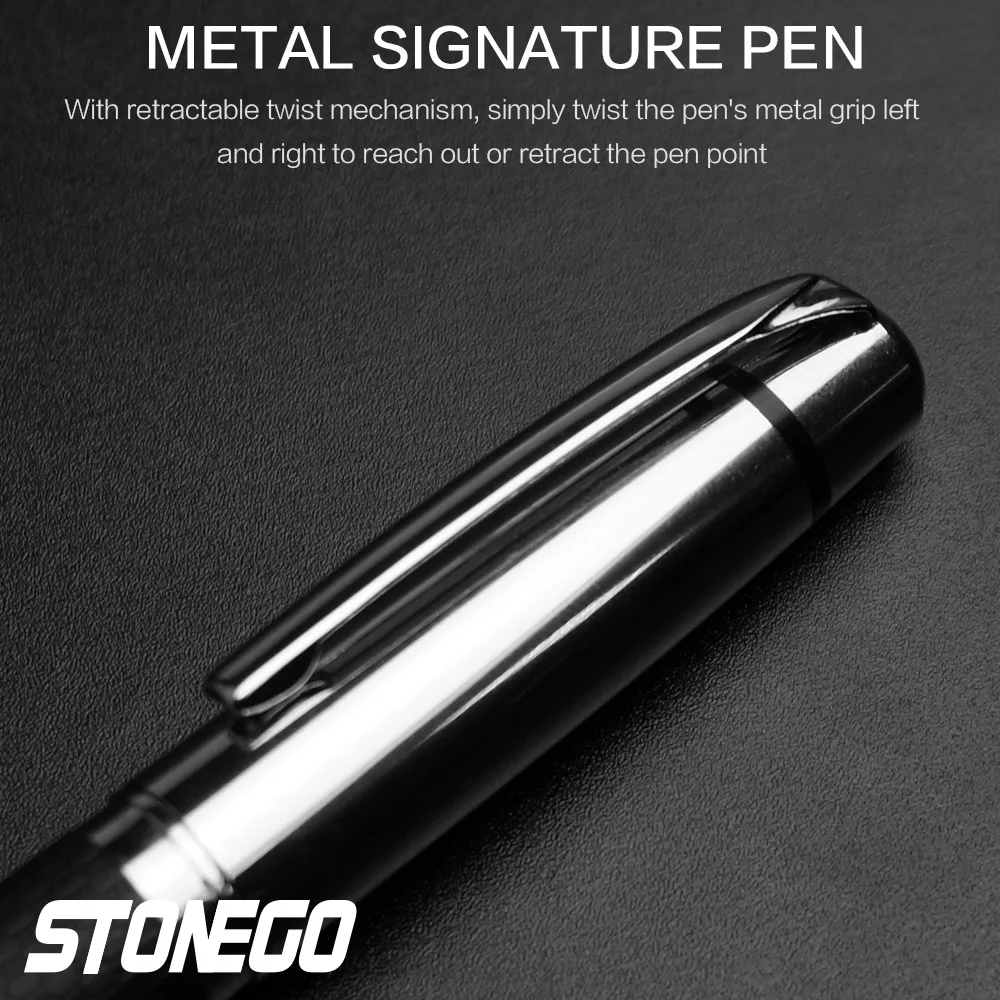 STONEGO-Bolígrafo de cuero PU, bolígrafos retráctiles antideslizantes, bolígrafo de escritura suave, elegante bolígrafo ejecutivo