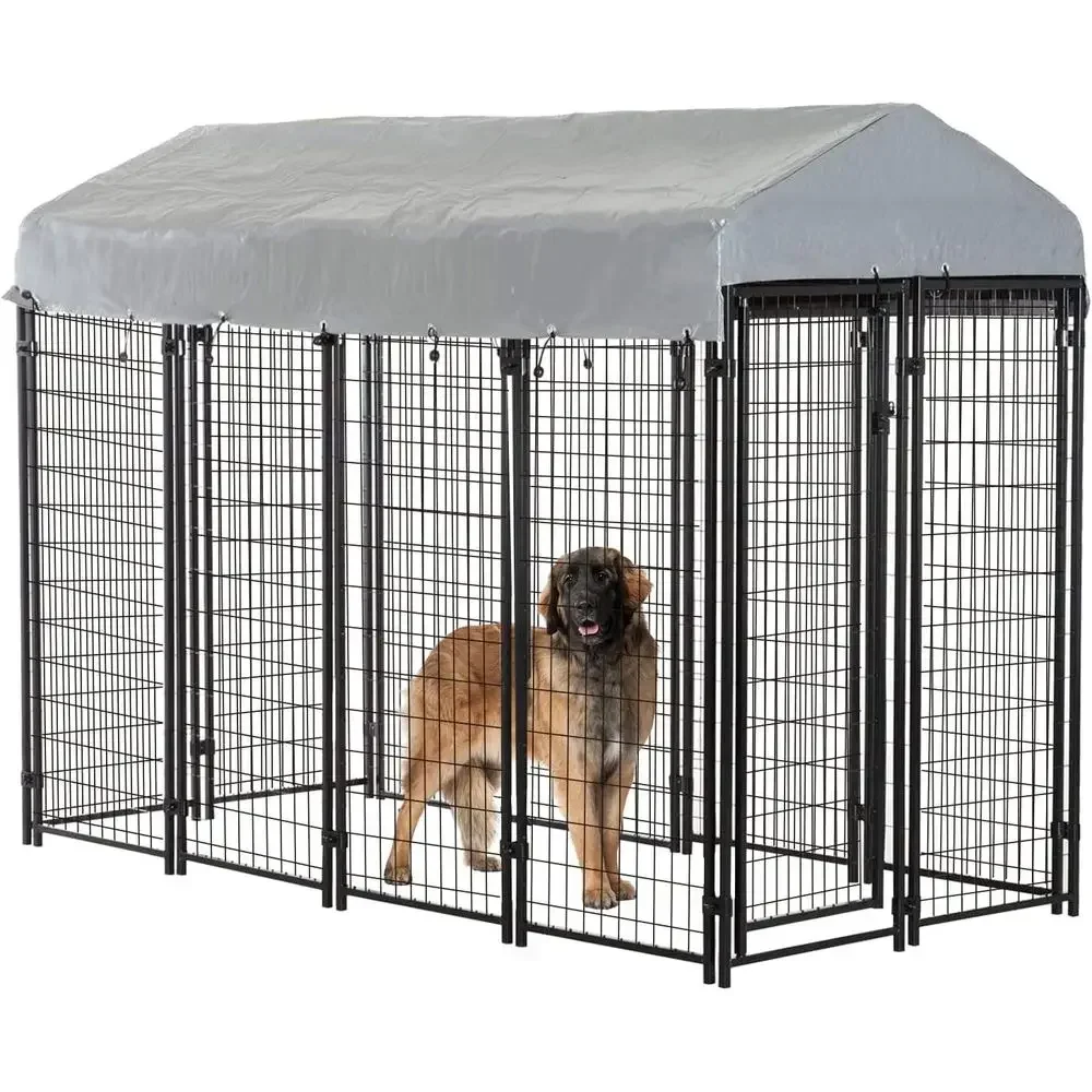 

Heavy-Duty Galvanized Metal Dog Kennel - Outdoor Playpen with UV & Waterproof Cover