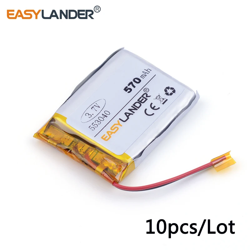 10pcs /Lot 553040 570mah 3.7V Rechargeable Lithium Li-ion Li Polymer Battery