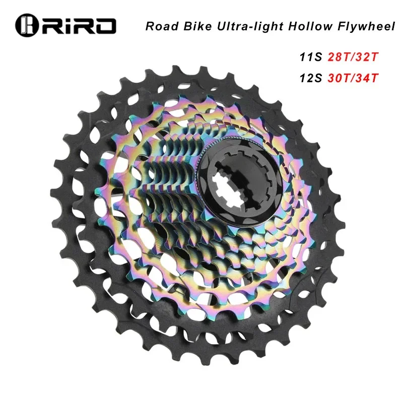 RIRO Road Bike Ultra-light Freewheel 11/12S-28-34T Bicycle CNC Vacuum Plating HG Cassette Hollow Flywheel Bicycle Accessories