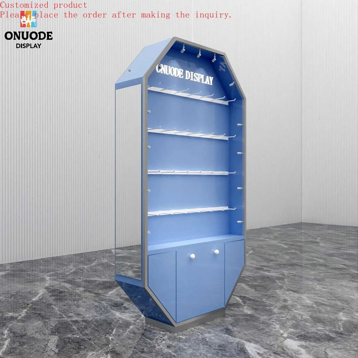 

Custom.High-End Custom Luxury Curve Glass Jewelry Showcase New Store Furniture with LED Lighting Fashion Design