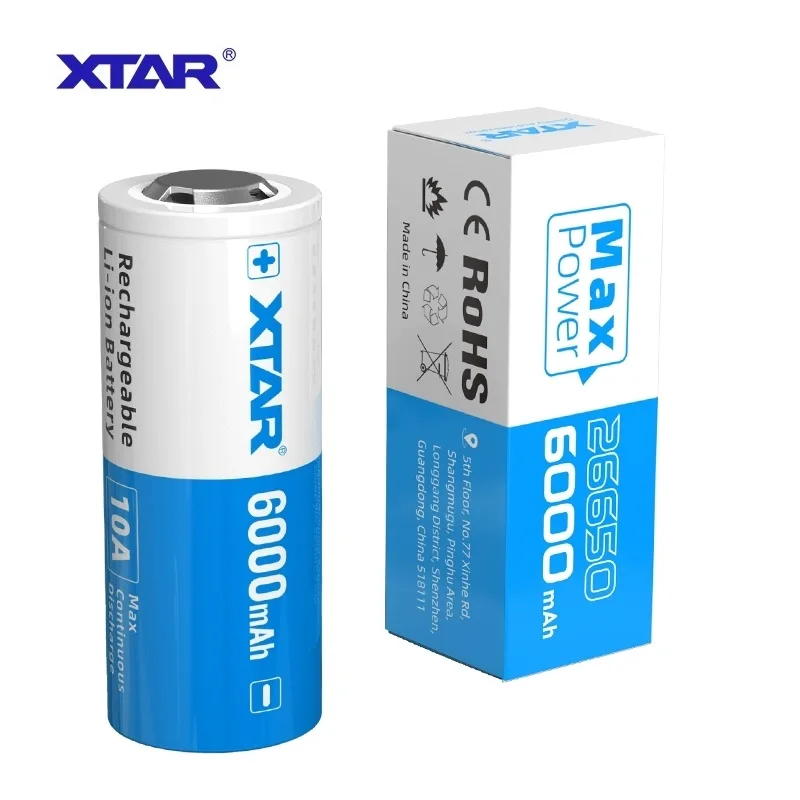

Huge Capacity XTAR 3.6V 6000mAh 26650 Rechargeable Li-ion Battery