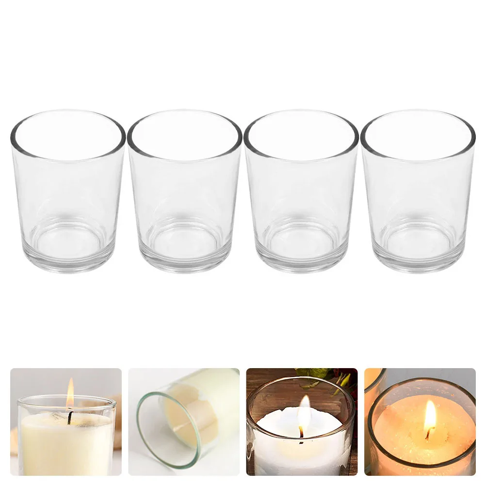 4Pcs Premium Glass Cup Unique Creative Design Desktop Decoration Banquet Scene Layout Cup Candleholder Decor
