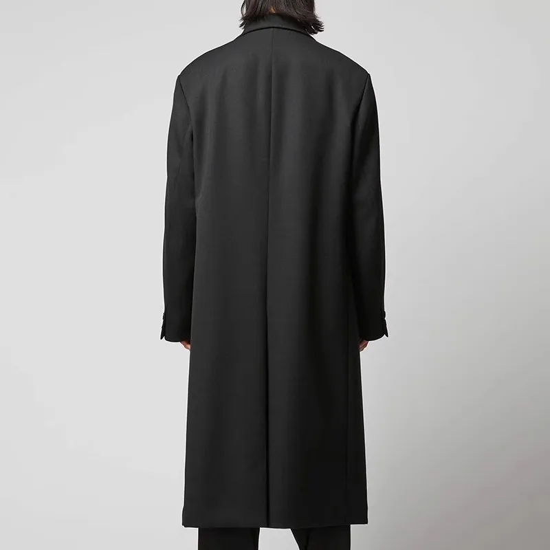 YOJI OOAK design original casaco masculino escuro de lã com gola ocidental e top