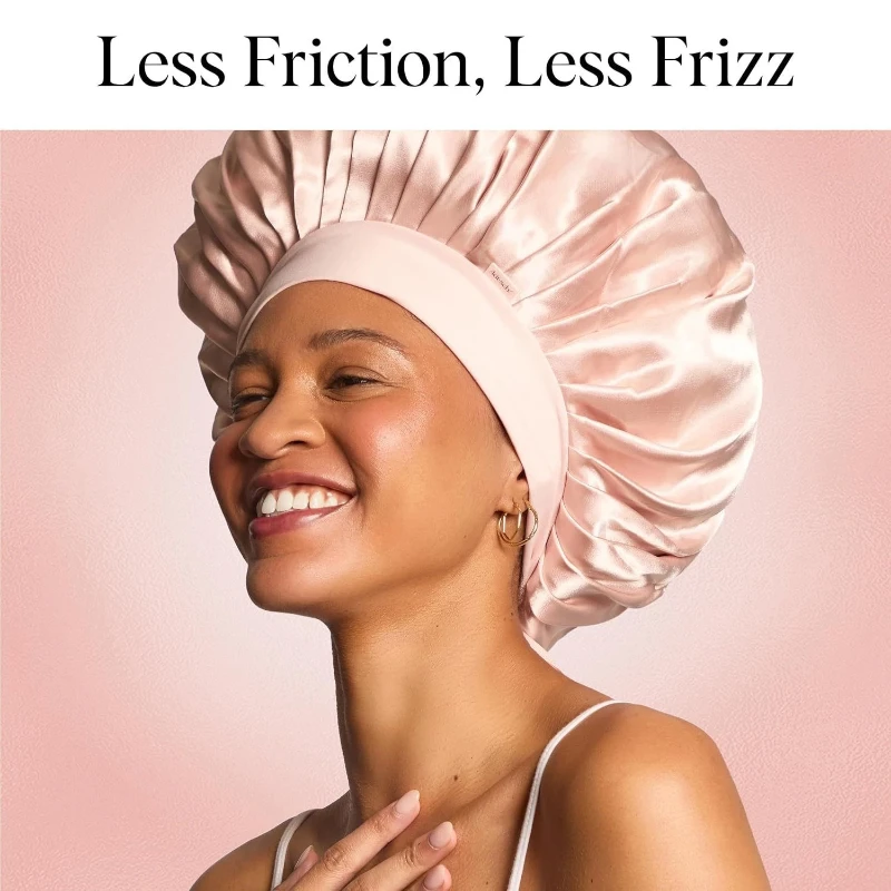 

Double-Layer Ribbon Sleeping Cap Comfortable Wide Edge Sleeping Cap Peach Pink Ribbon Shower Cap Silk Feeling Modeling New