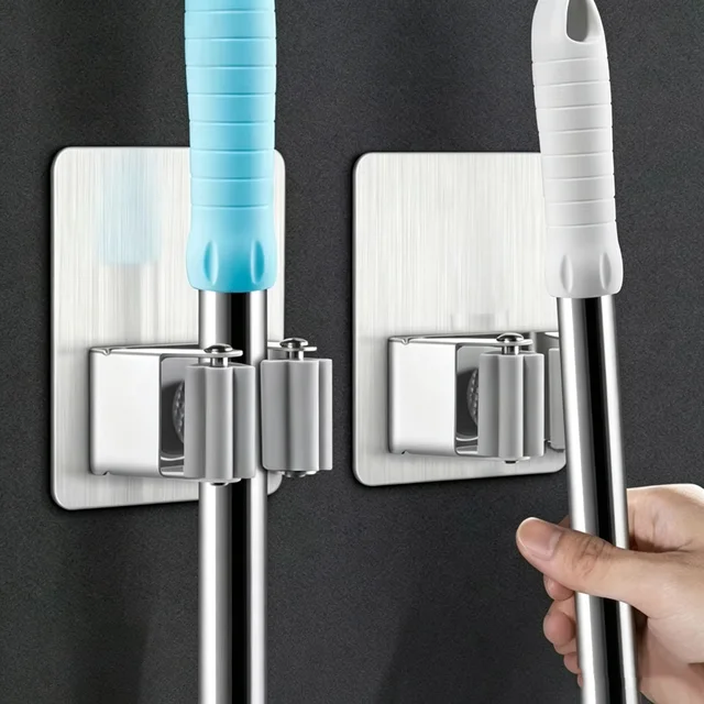 Ganchos multiuso adesivos para pendurar na parede, suporte para esfregões, gancho para vassouras, organizador para cozinha e banheiro, acessórios para organização doméstica. ﻿