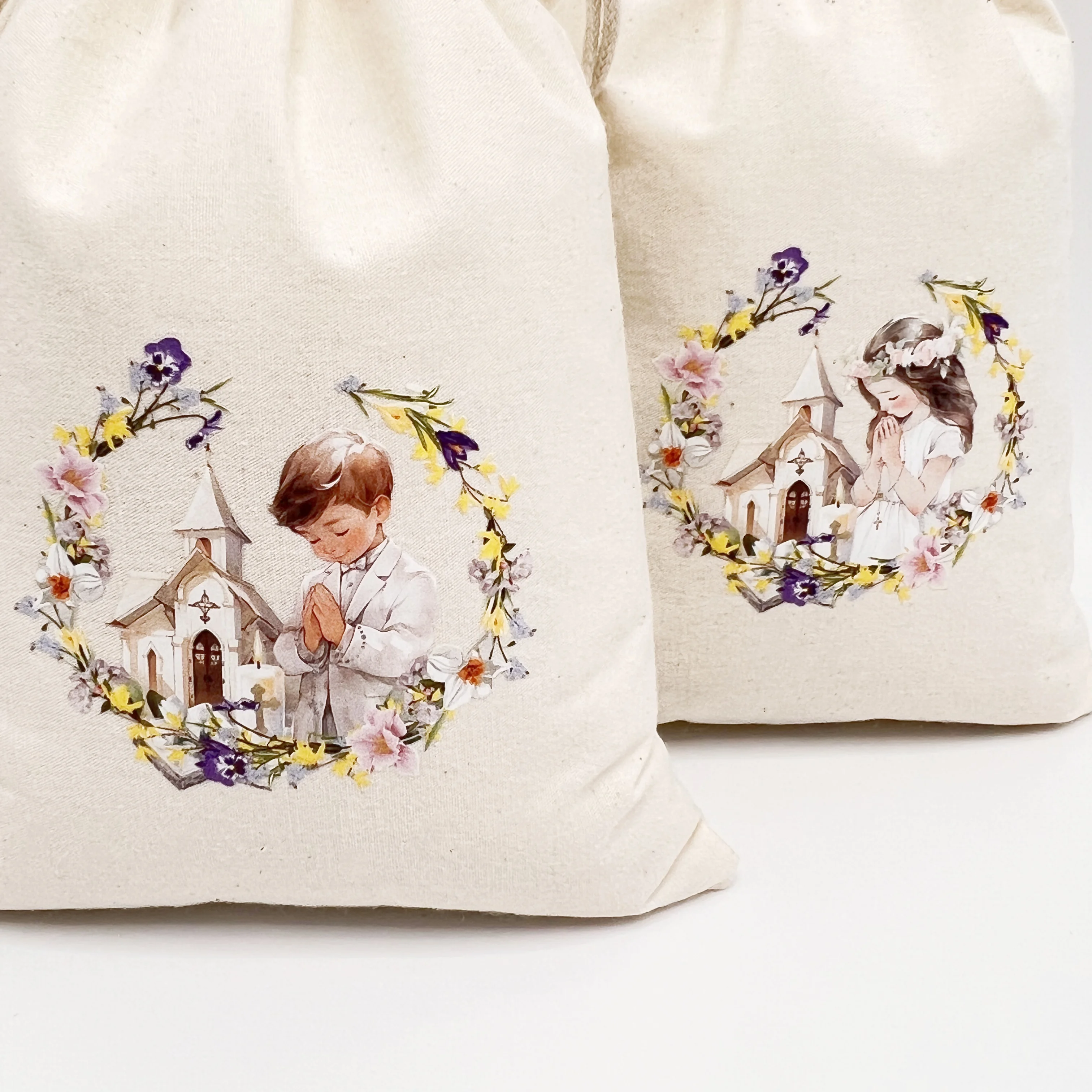 5PCS Bible Praying gift bags boy girl 1st First Holy Communion decoration thank you welcome present