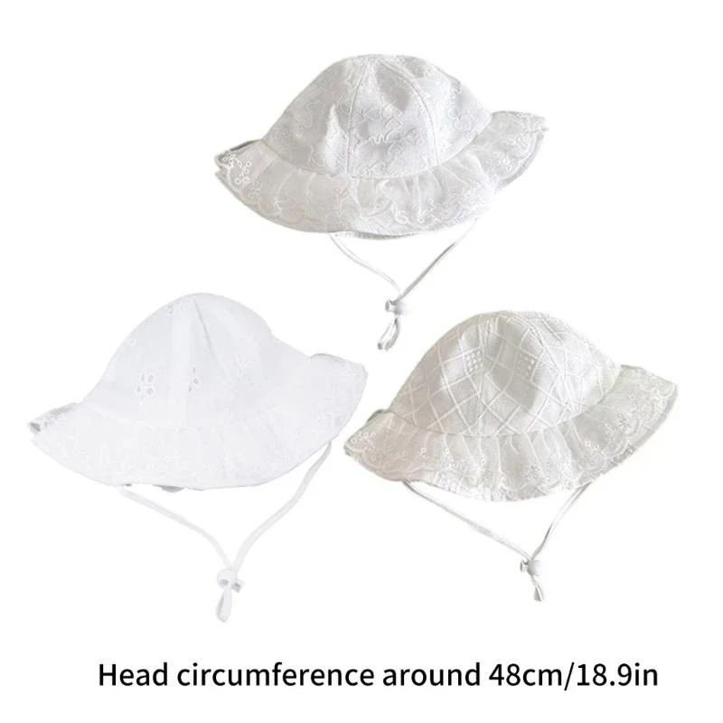 J15U Sombrero ligero vintage para bebé, sombrero de pescador infantil, tocado con detalle de encaje