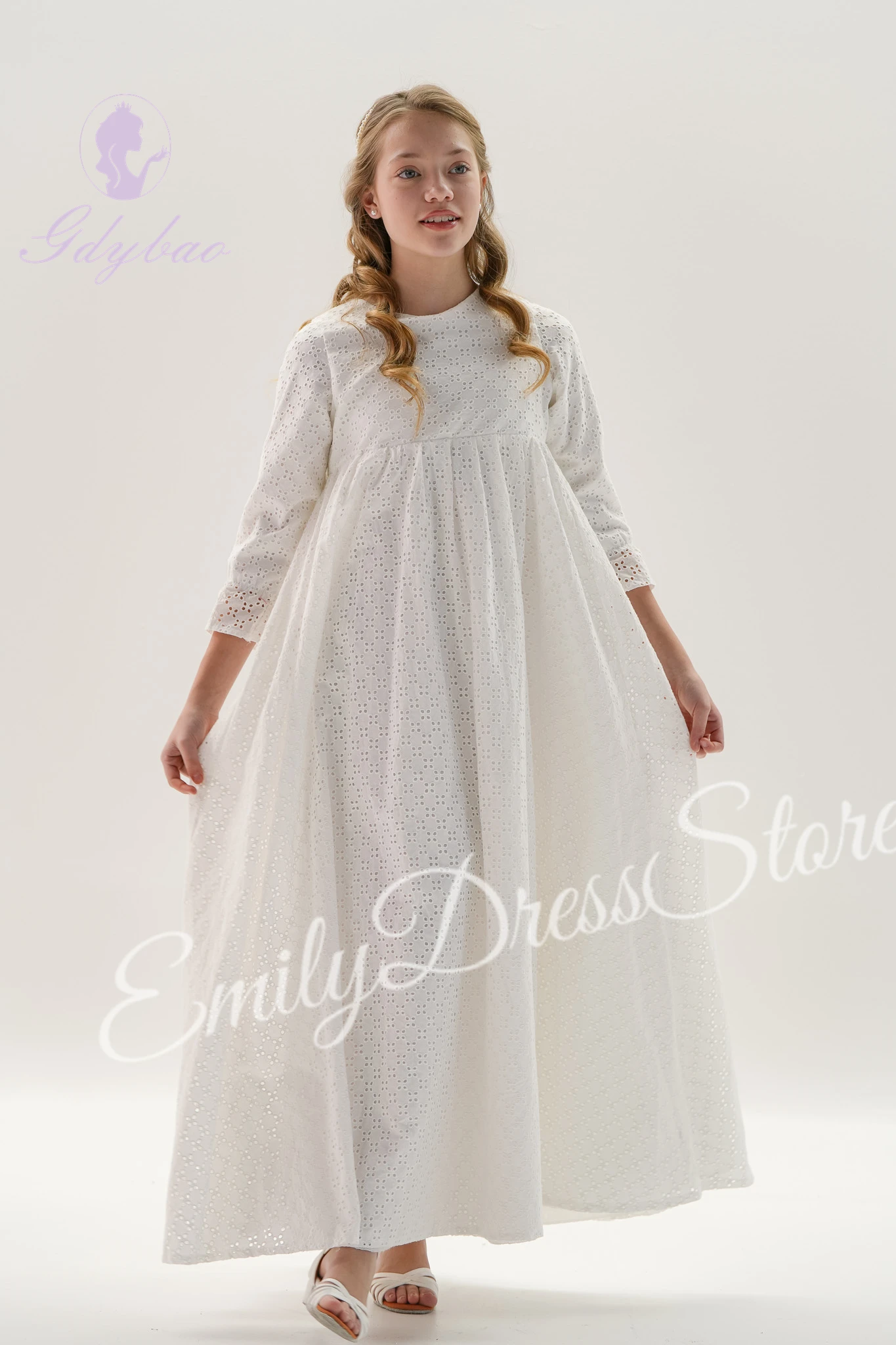 

Customized Bridesmaid Flower Girl Dress For Wedding Floor Length Lace Tulle Puffy Kids Birthday Party First Communion Ball Gown