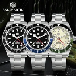 San Martin 2024 New 39.5mm NH34 GMT Men Automatic watch Luxury Sapphire 100M Waterproof Stainless steel Mechanical watch For men