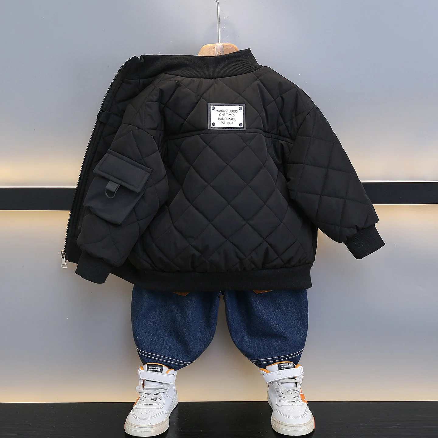 

Boys Cotton Jaet Autumn Winter Thiened Waterproof Filling Coat Stand Fit Home Wear Long Sve Zipper Closure Baseball...