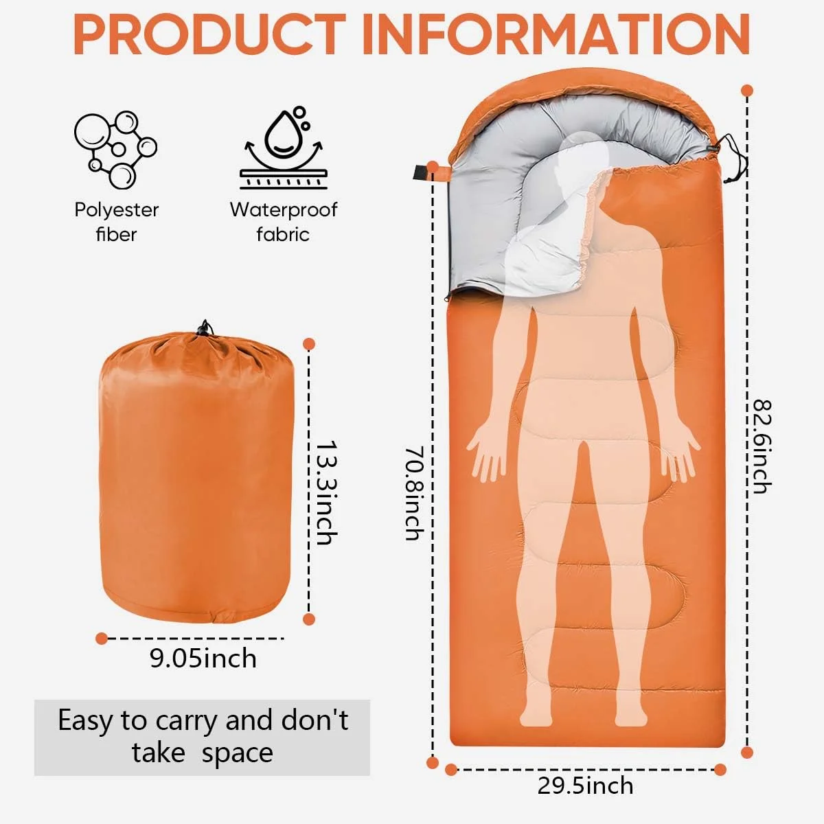 ！@Lightweight Comfortable Waterproof Polyester Envelope Sleeping Bag Customizable Cotton Filling Adults Children Cold Weather
