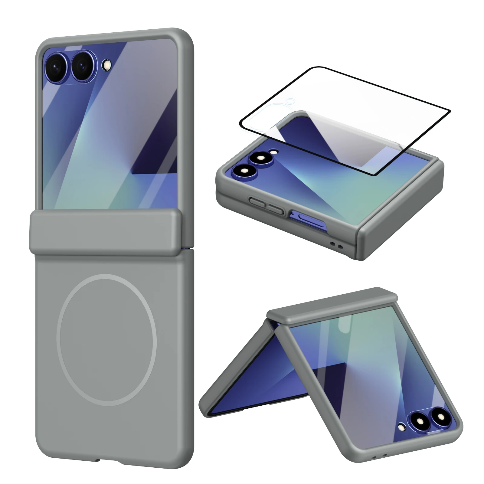 Hinge Protective Magnetic for Samsung Z Flip 8 7 FE 6 5 4 3 with Tempered Protective Film Phone Case for Samsung Galaxy Z Flip 8