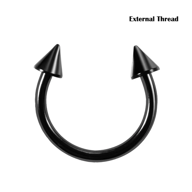10Pcs G23 Titanium Bal Spike Hoefijzer Ring Interne Draad & Extermal Draad Neus Hoop Septum Oor Helix Kraakbeen Wenkbrauw ring