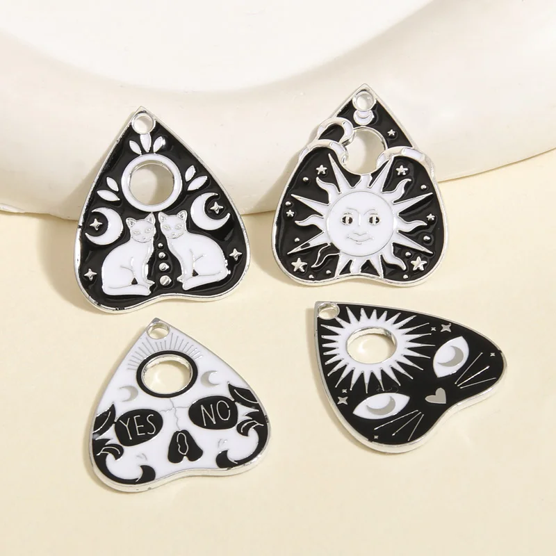 10pcs Ghost Witch Cat Ouija Charm Sun Moon Pendant Fit DIY Necklaces Jewelry Making Diy Materials