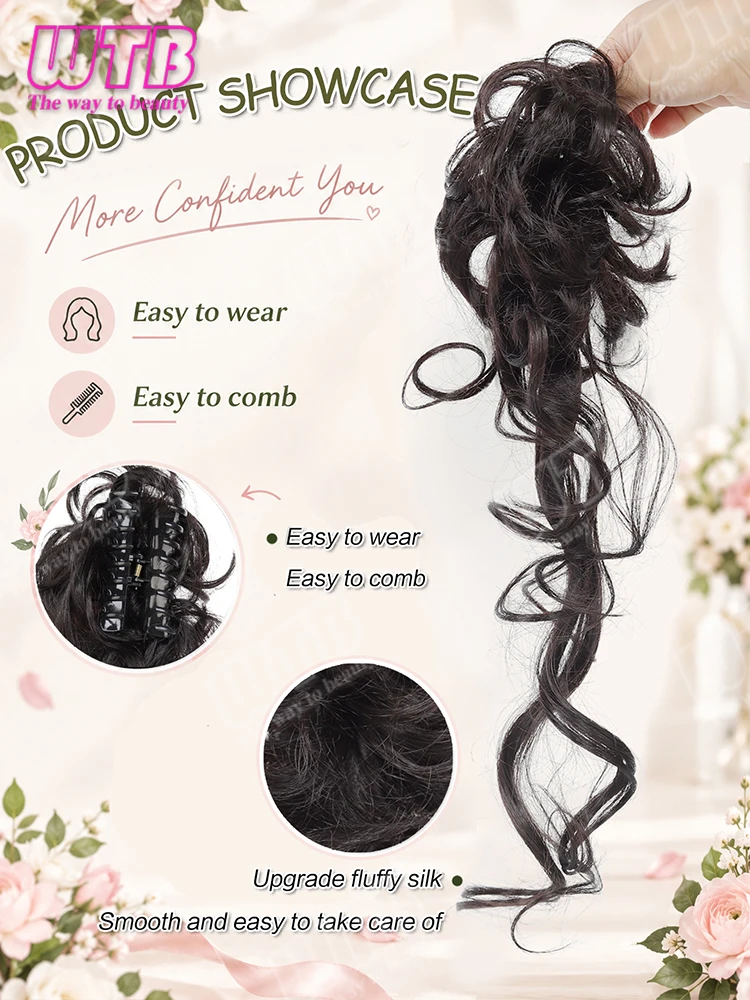 Synthetic Messy Curly Bun Claw - Claw Clip Messy Bun Hair Piece recension och pris