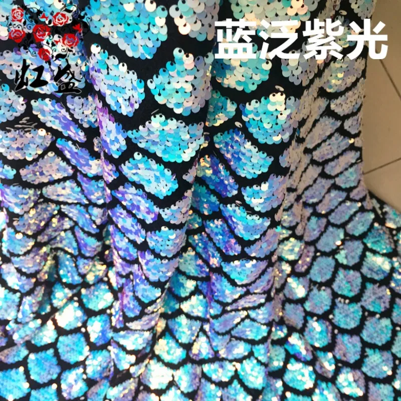 Sequin Fabric Navy Fish Tail Dress Dress Clothing Wholesale Cloth Diy Apaprel Sewing Fabric Meters Material