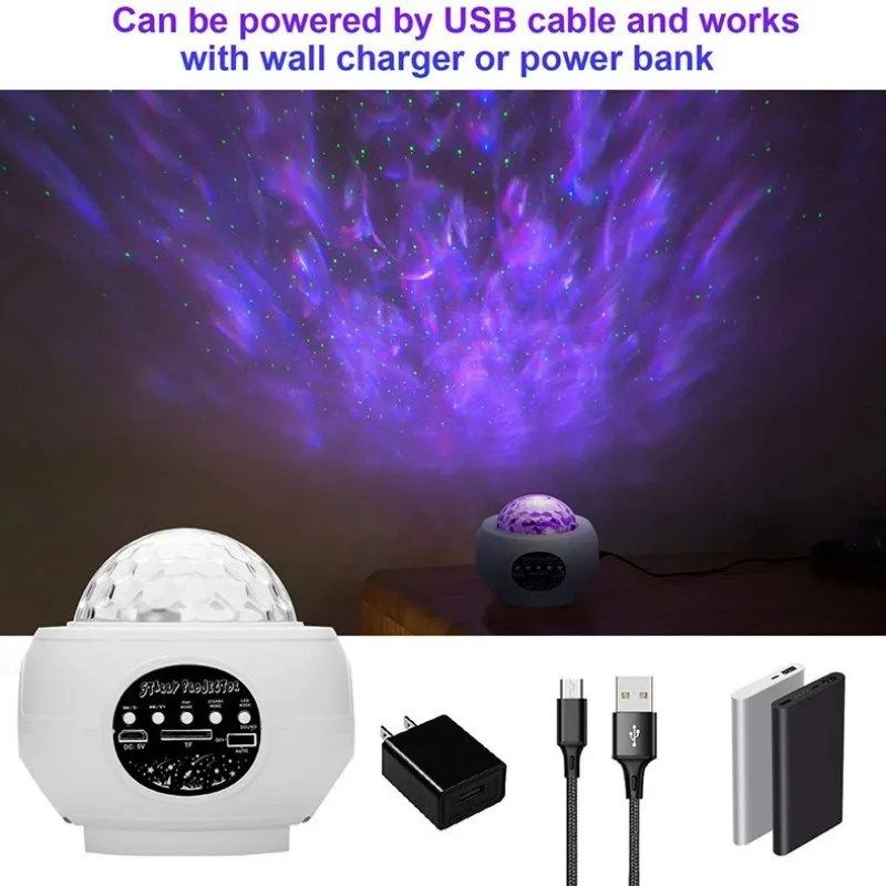 Projection Light LED Galaxy Bluetooth Music Remote Control Ocean Star Light Christmas Water Pattern Projector