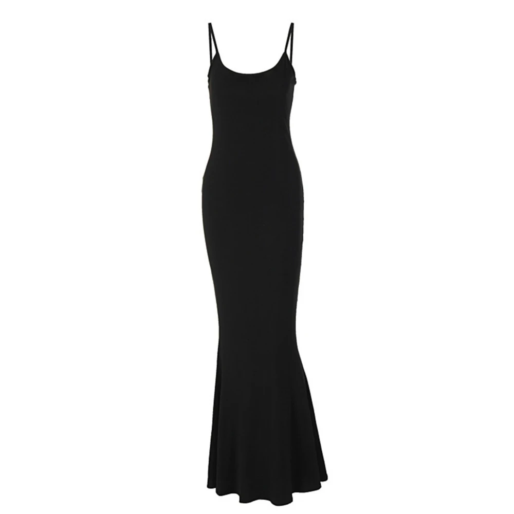 

NIGO Spring Summer Women's Black Spaghetti Strap Maxi Dress High Comfort Slim Fit Long Cami Dress #NIGO95881Z