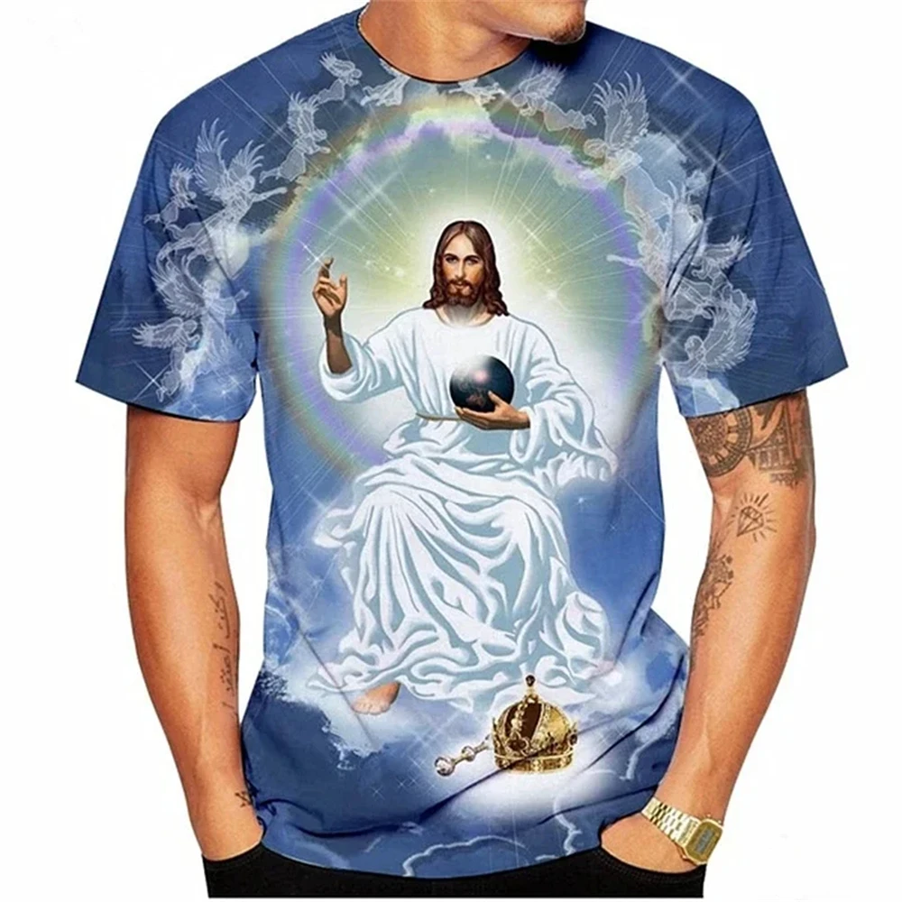 

Jesus Christ 3D Print T-Shirts Men Women Summer Fashion Casual Short Sleeve Cool T Shirt Harajuku Streetwear Oversized Clothing