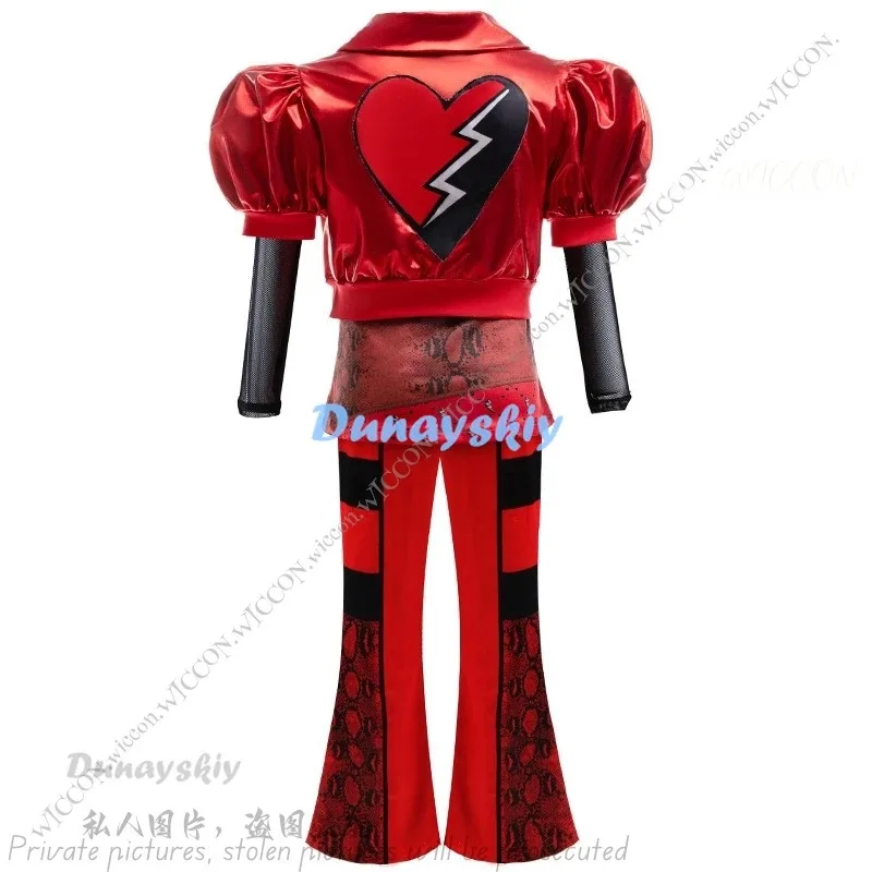 

a7d@2025 New Girl Halloween Role-playing Clothing 110-160CM Height Children Girl Makeup Dance Red Movie The Same Pants Set+Wiga