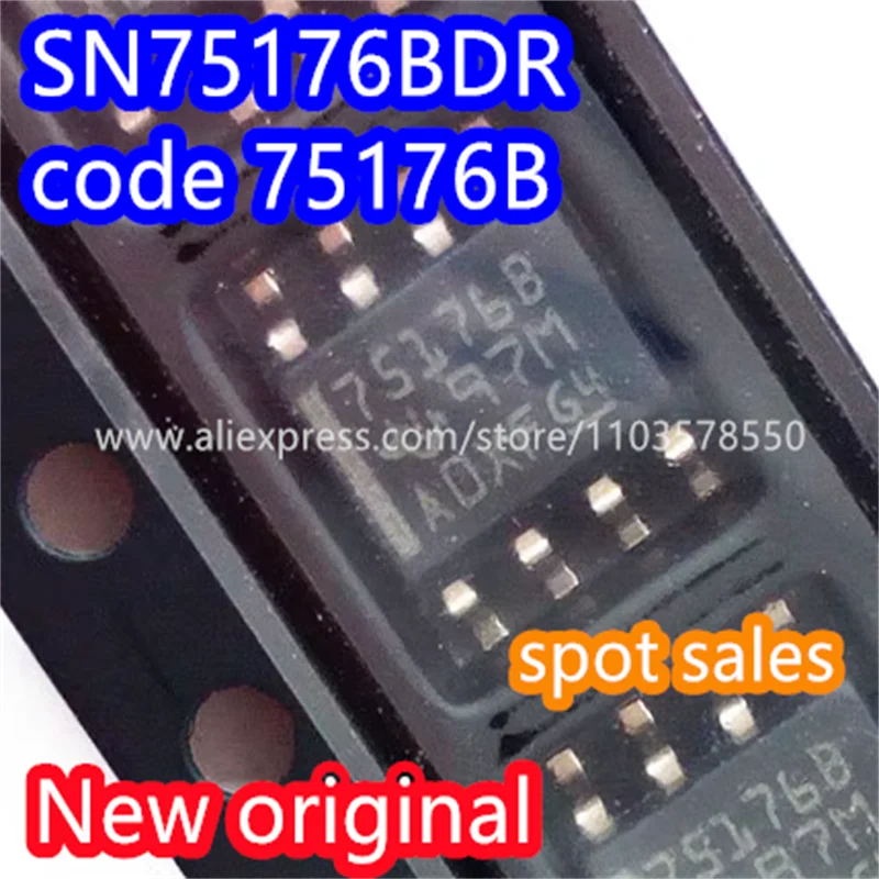 100PCS 100% Brand new original 75176 75176B SN75176BDR SMT SOP-8 transceiver IC differential bus transceiver chip