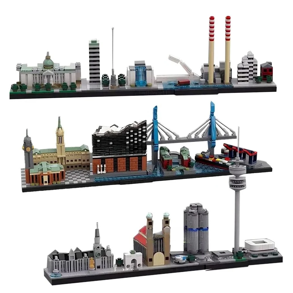 Arquitectura Urbana, Paisaje Urbano de Alemania, Berlín, Hamburgo, Dublín, Múnich, Vistas de Calles, Bloques de Construcción, Juguetes Modulares, Regalo Tecnológico