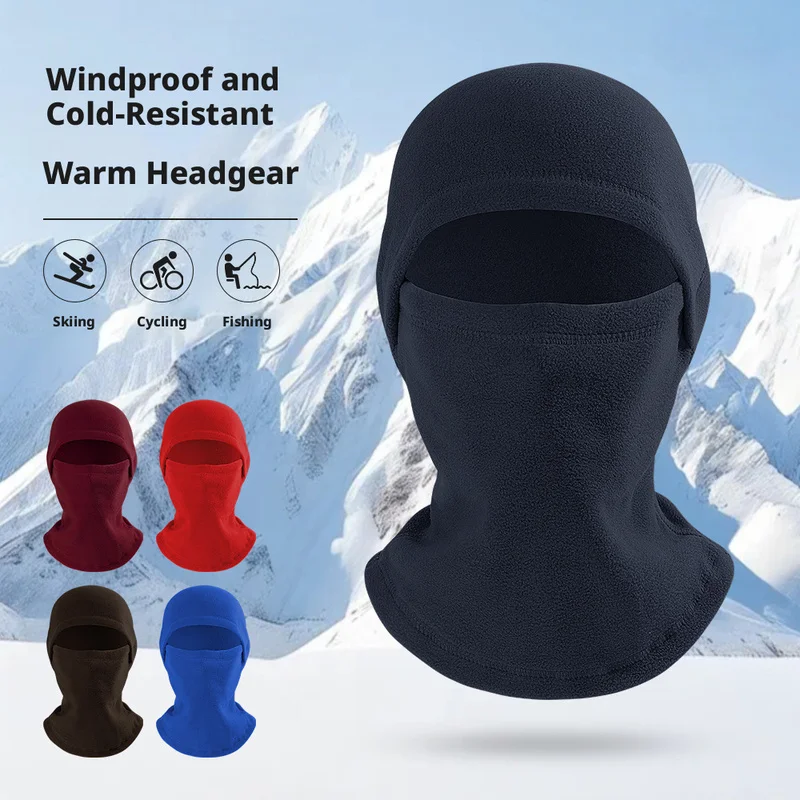 Outdoor Thickened Fleece Lined Warm Cold Resistant Face Neck Warmer Ski Mask Multi Functional Windproof Head Covering For Winter