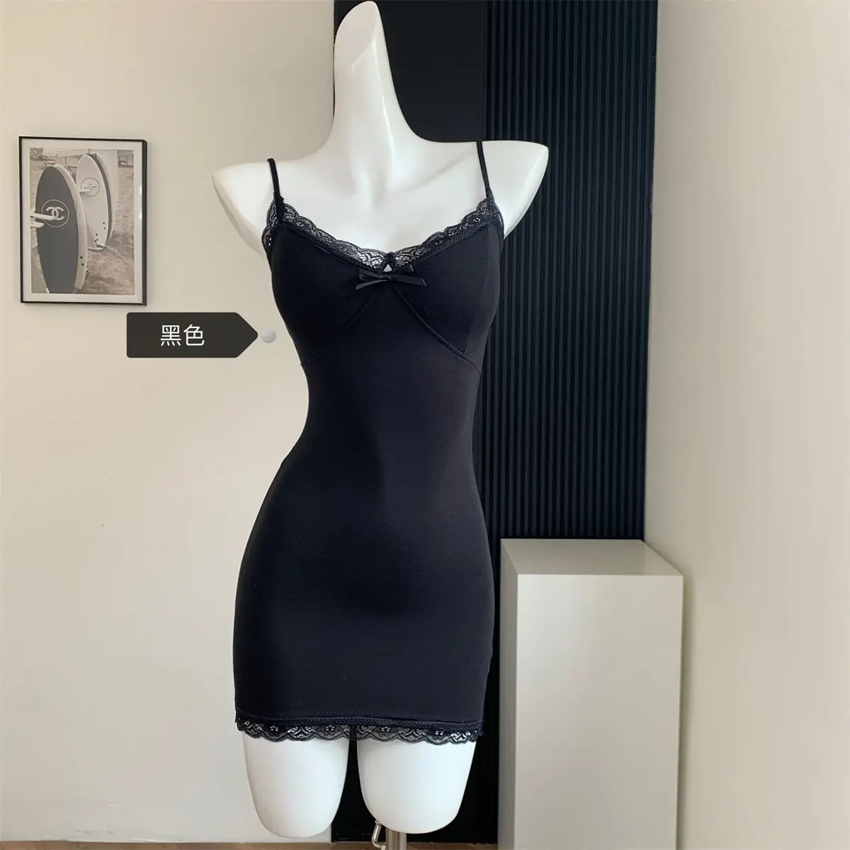 Sexy Spitze Spleißen Ärmelloses Mini Kleid Frauen Dünne Schlinge Rot Sommerkleid Kurze Club Sommer Schwarz Bodycon Kleider Party Mädchen – Detail 17