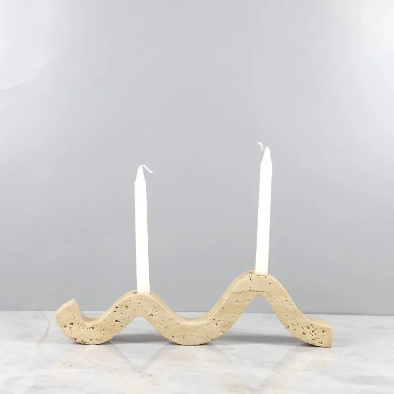 Marble Wave Double Taper Candle HolderMarble Candlestick Holders Candle Stand for Home Decor,Party and Table Centerpieces