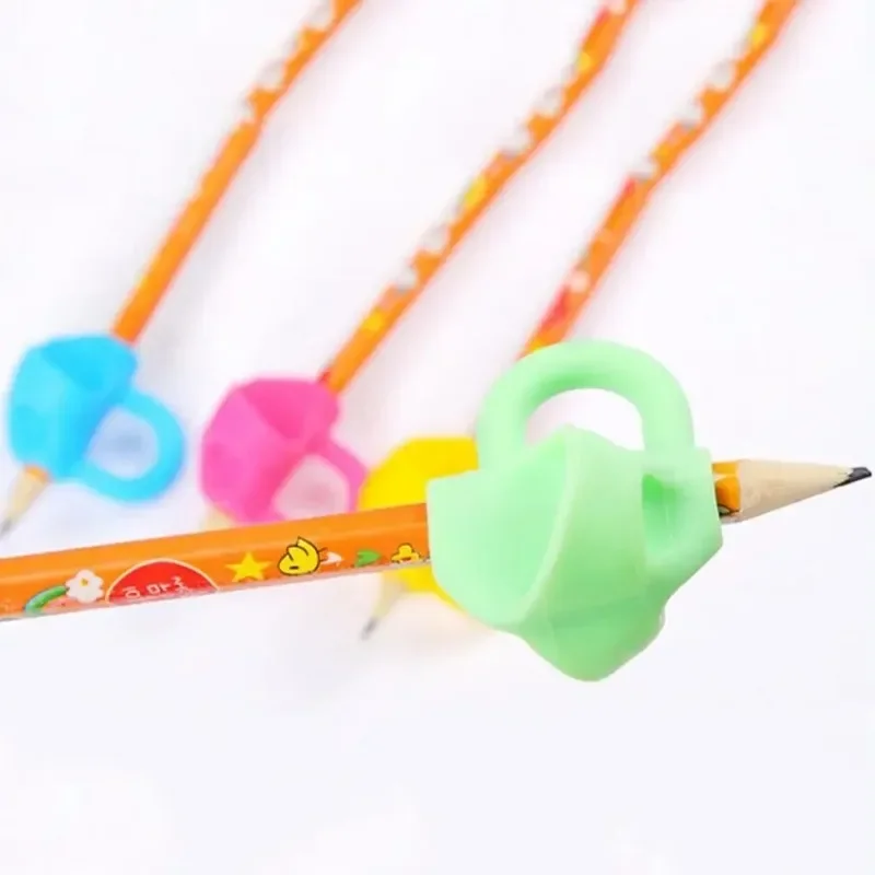 Porte-crayon en silicone à 3 doigts pour enfants, outil d'apprentissage de l'écriture, aide à la papeterie, dispositif de ration de posture, 3 pièces/ensemble