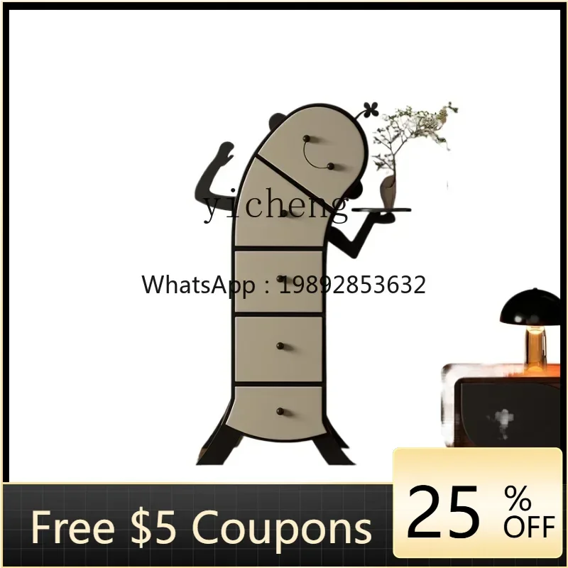 A1 Cute Fork Waist Robot Chest of Drawers Pure Solid Wood Living Room Chest of Drawers TV Storage Wall Cinet