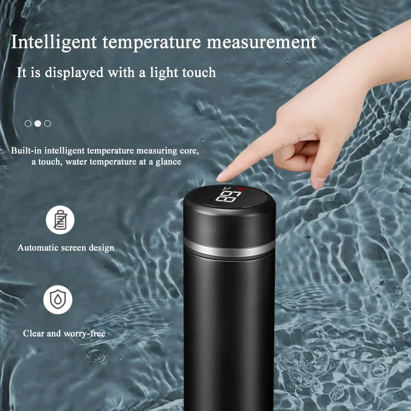 Smart Thermos Bottle,Stainless Steel, Portable Water Bottles, LED Temperature Display, Business, Adult, 500ml