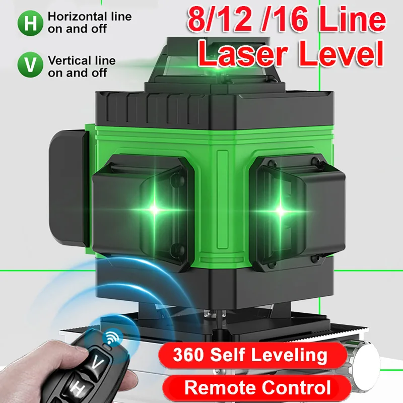 

8/12/16 Line Laser Level 4D Green Light Infrared Automatic 360° Self-leveling Professional Vertical Cross Line Laser Instrument