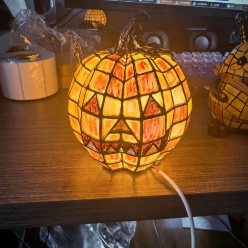 Halloween Pumpkin Decor Led - Tiffany Style Halloween Pumpkin Lamp USB