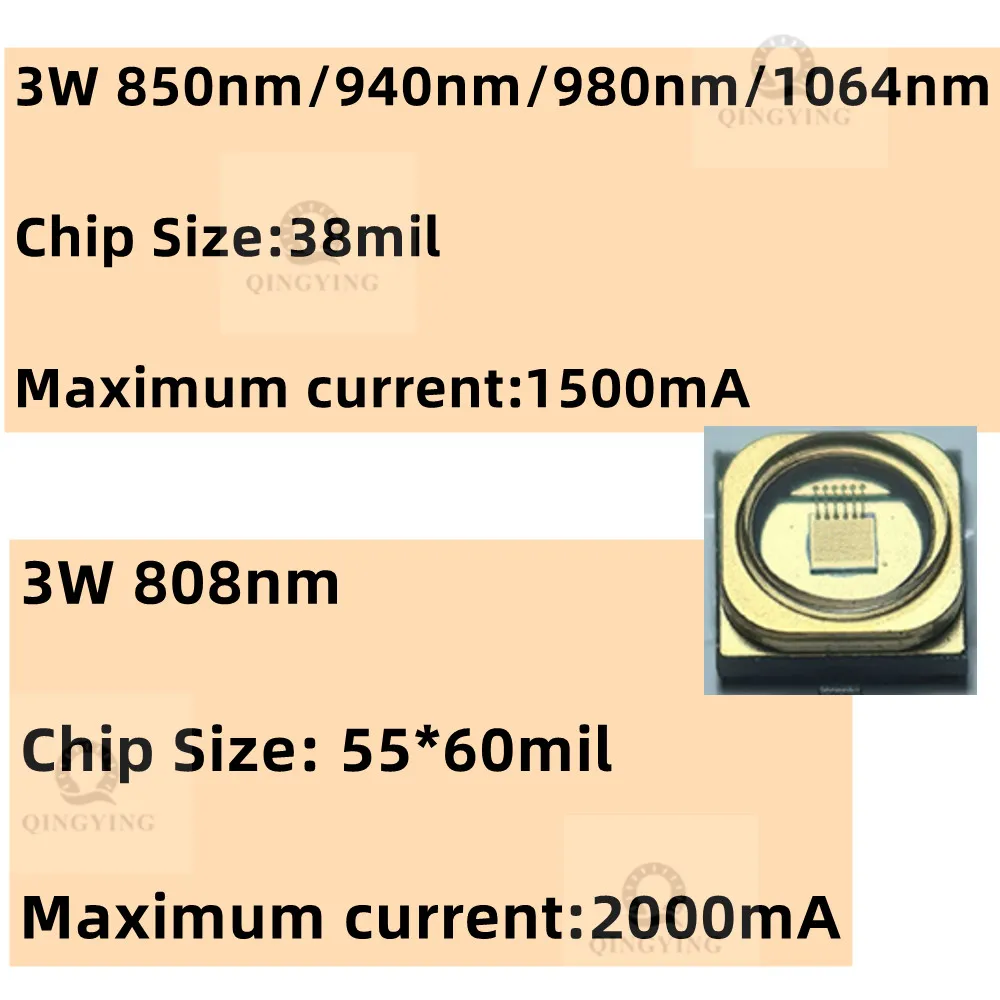 1Pcs - 5Pcs SMD 3535 Laser Infrared Vcsel Lamp Beads 3W 850nm 940nm 980nm 1064nm 5W 808nm Optical Wafer Heating Medical Beauty
