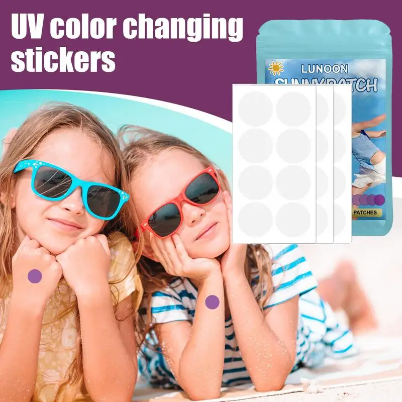 Sunscreen Stickers Color Changing UV Detection Reminder Beach Must-Have Transparent Sunblock Patch For Kids Adults