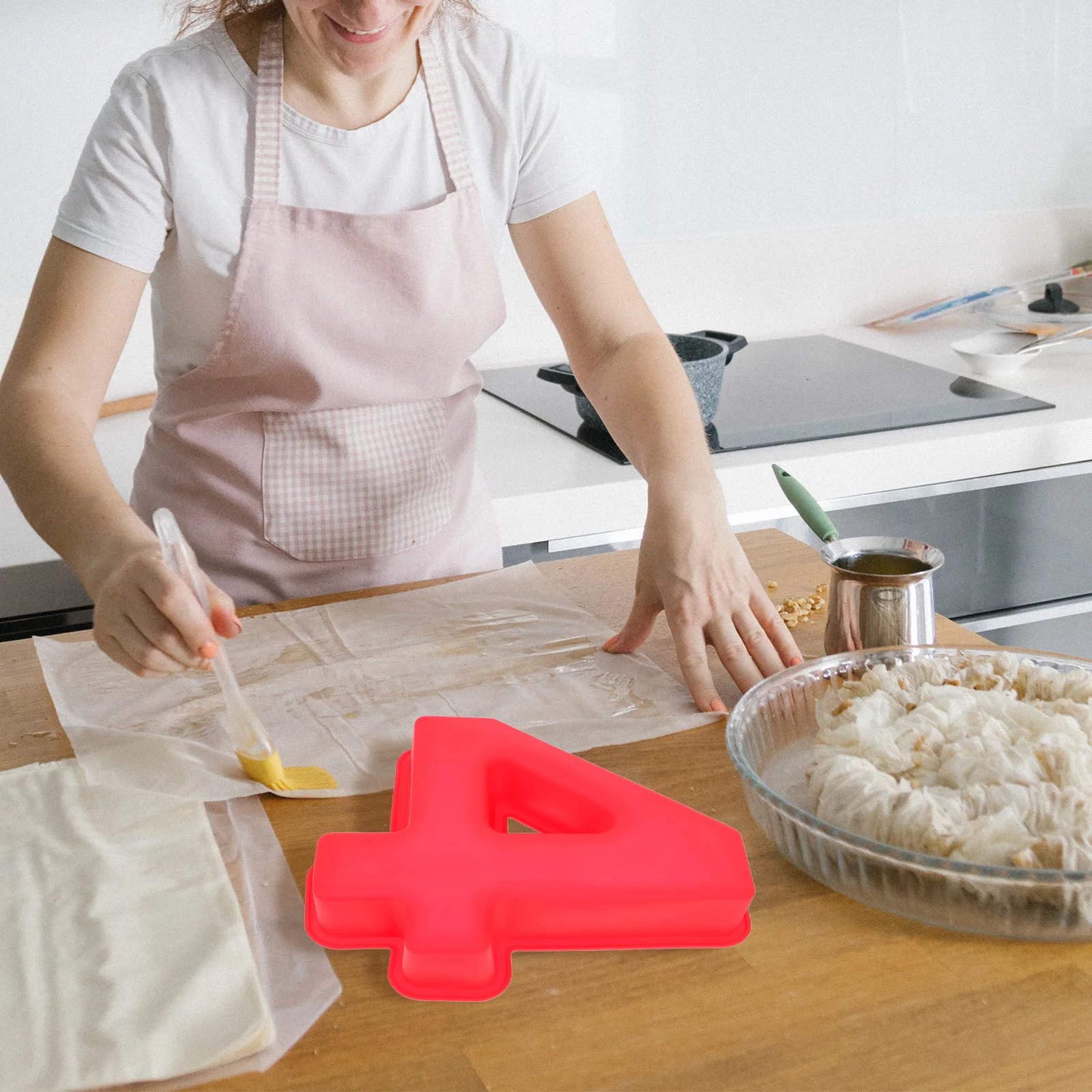 

10 Inch Silicone Baking Mold Large Number 4 Cake Pan 3D Design Easy Release for Birthday Party Wedding Events Large Number Mold