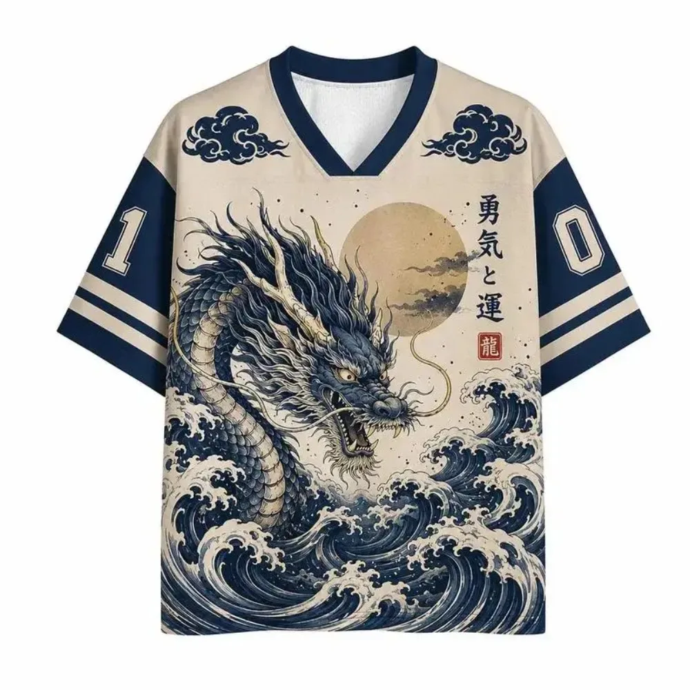 Retro Wave Dragon Pattern3D Printout Sport Quick-dry Breathable Men's T-shirt Outdoor Street Casual Hip-hopparent-child Clothing