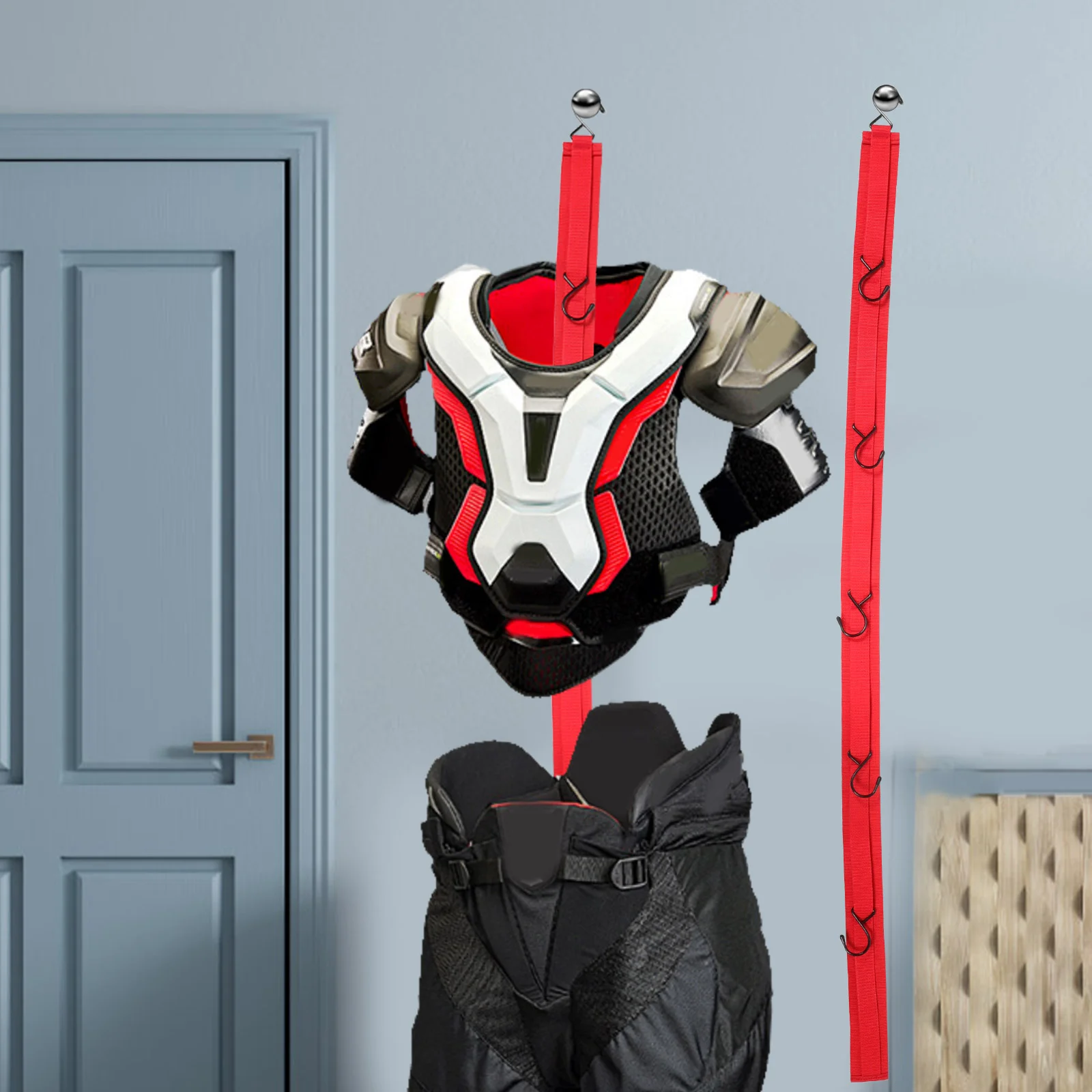 Holder Hockey Hanger Stick Storage Equipment Rack Hanging Strap with Hooks 12000X500X150CM Red Camping Gear Organizer