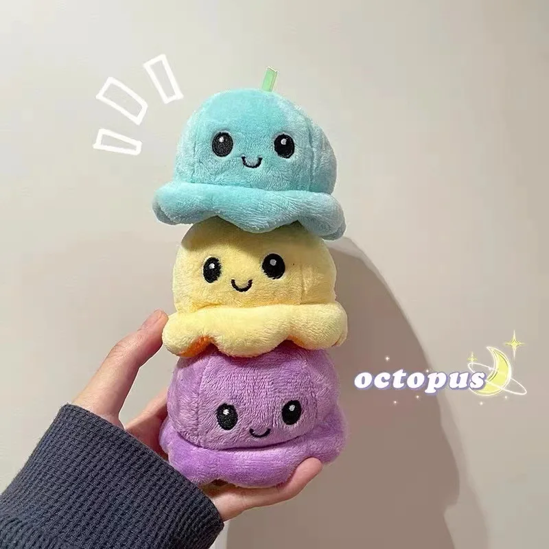 Cute Octopus Plushie Keychain Color And Expression Variable Cartoon Animal Soft Stuffed Doll Bags Pendant Car Key Ring