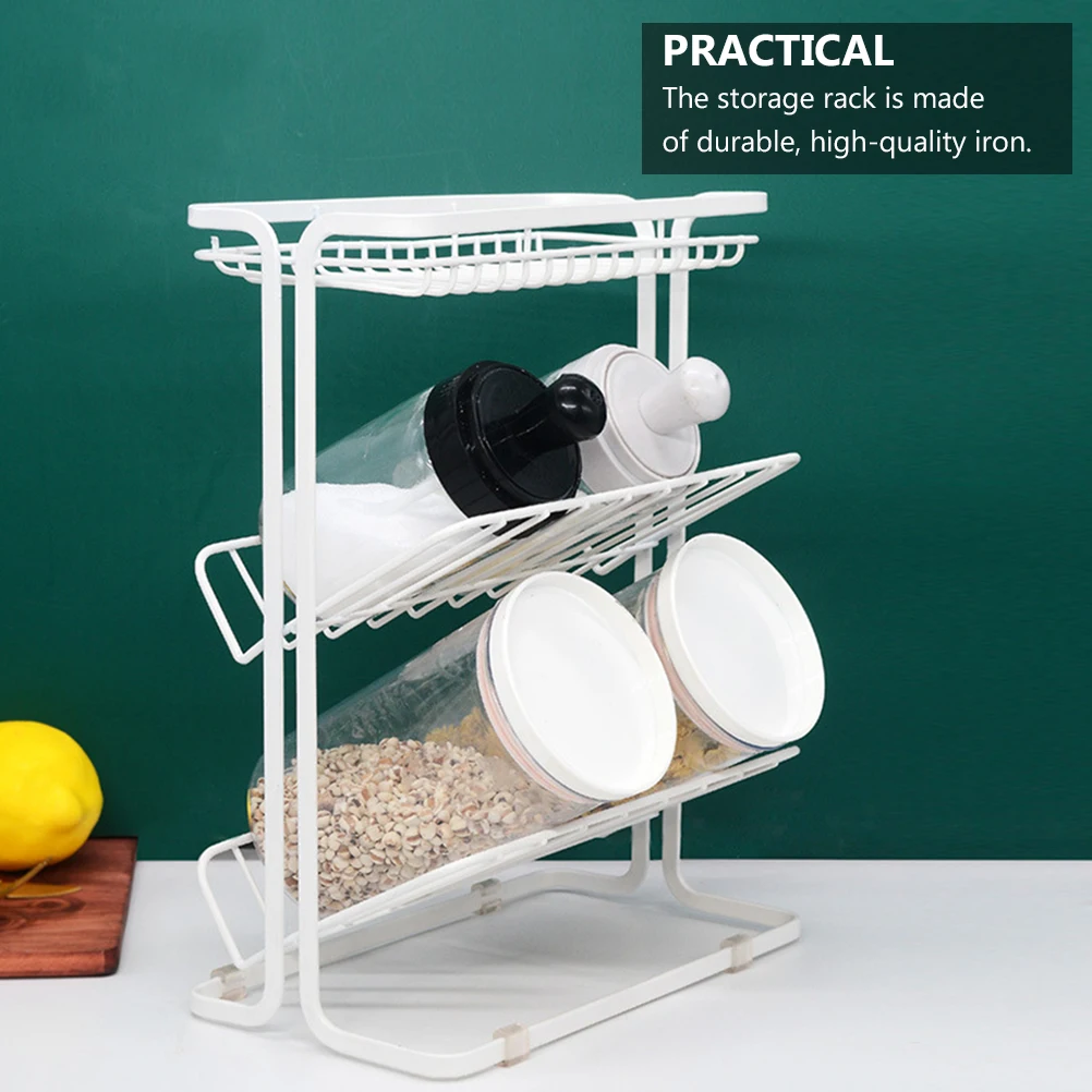 

1pc Seasoning Rack Spice Bottle Organizer Three Layer Iron Kitchen Shelf Sturdy Countertop Storage Rack for Kitchen Bathroom