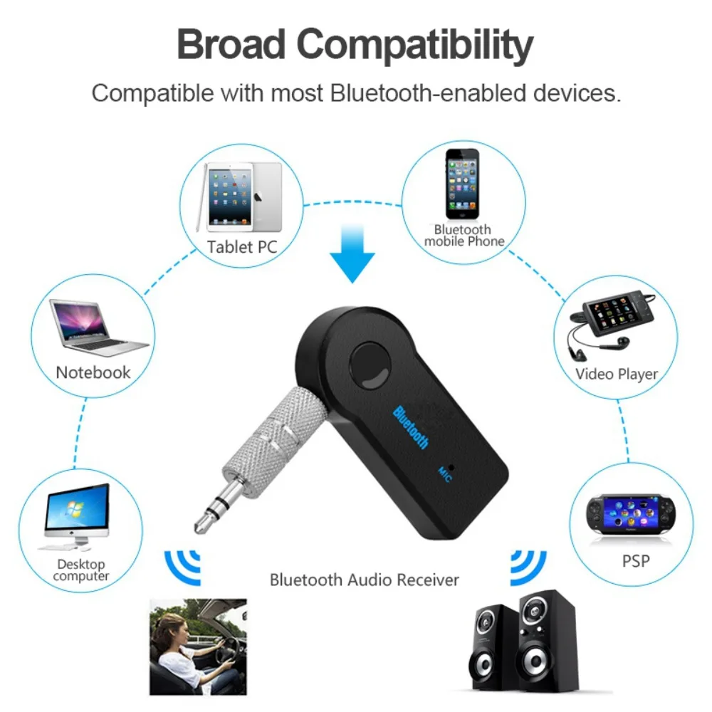 2 in 1 Wireless Bluetooth 5.0 Receiver Adapter 3.5mm Jack For Car Music Audio Aux A2dp Headphone Reciever Handsfree