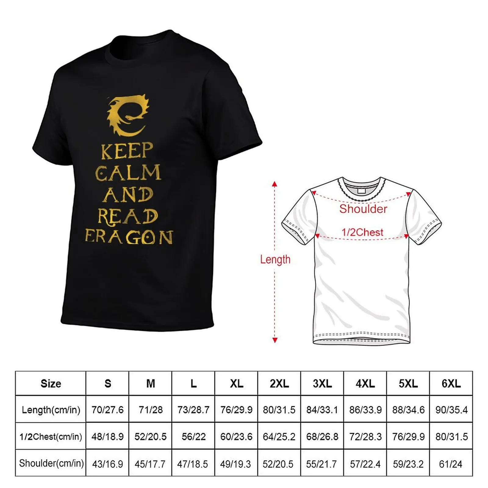 Keep calm and read Eragon (Gold text) T-Shirt Plus Size Lightweight Tee Shirt